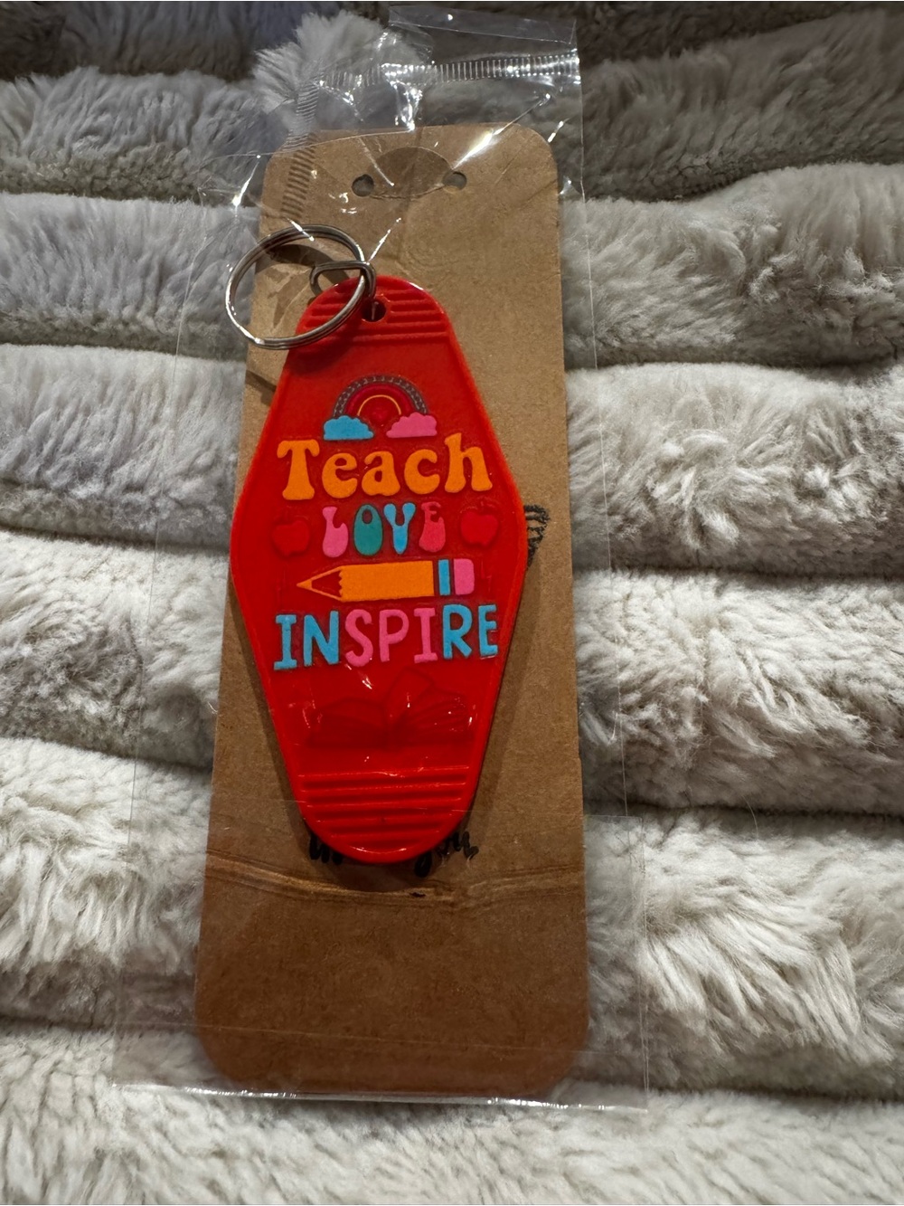 Teach Love Inspire Red Teacher Hotel Keychain
